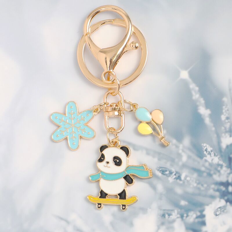 Cute Cartoon Rabbit Cat Metal Keychain Lovely Pink Sakura Car Bag
